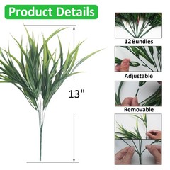 12 Bundles Artificial 15.2″ tall x 9.5″ Diameter (adjustable length), Green