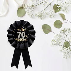Black It’S My 70Th Birthday Tinplate Badge Pin, Happy 70Th Birthday Man or Woman