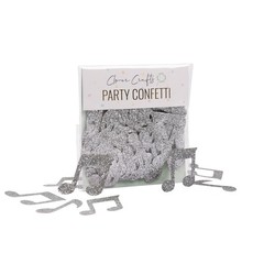 CloverCrafts 50 x Silver Glitter Music Note Confetti Birthday Party Decor