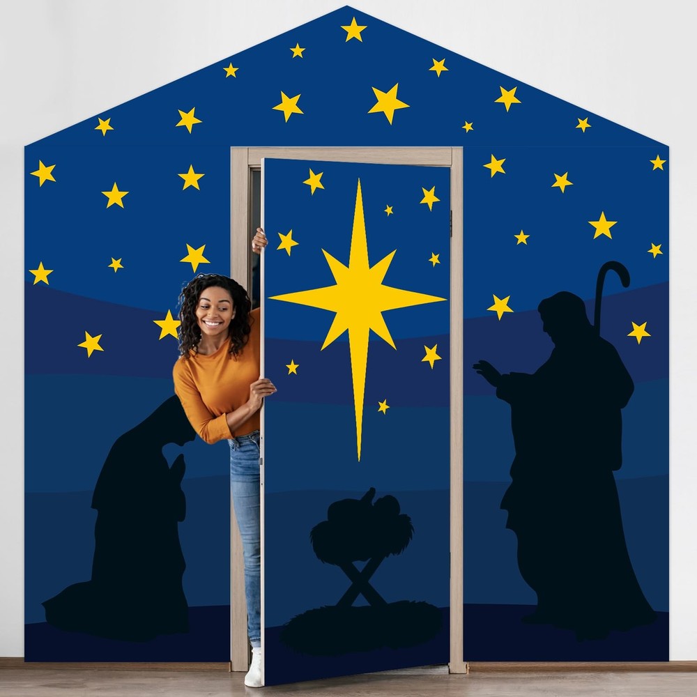 4 Pcs Christmas Nativity Scene Banners Decorations Jesus Religious Front Door…