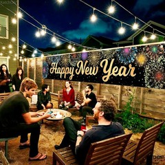 KatchOn Happy New Year Banner – Large 120×20 Inch | Gold and Black