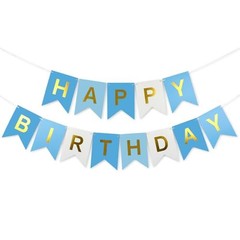 Blue Happy Birthday Banner,Navy Blue and Gold Partyecorations Sigh for D