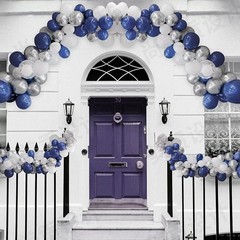 148pcs Navy Blue Silver Balloons Garland Kit, Royal Blue Silver White Confett…