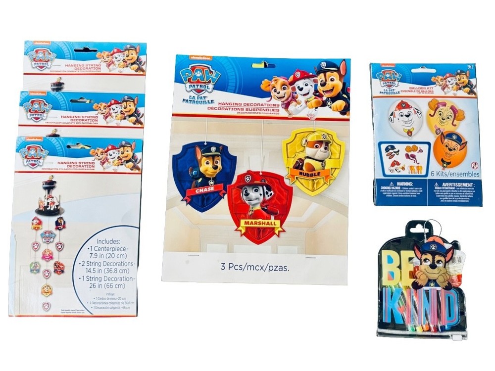 Paw Patrol Birthday Party Decorations Lot New Hanging Decor Candles 4 Pc Set