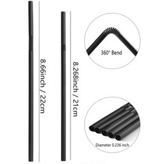 200-500PCS flexible plastic straws, black disposable curved party straws 8.26…