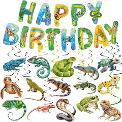 Reptile Birthday Party Decorations Reptile Swamp Happy Birthday Banner and 15…