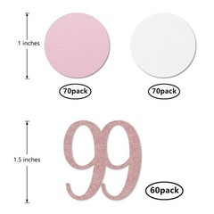 200 PCS Rose Gold 99 Confetti 99th Glitter Birthday Number Anniversary Decor