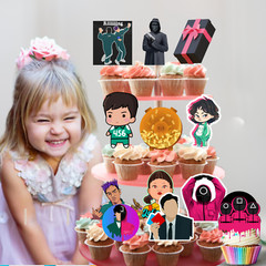 Squid Game Cake Topper happy birthday party supplies decoration event theme toy