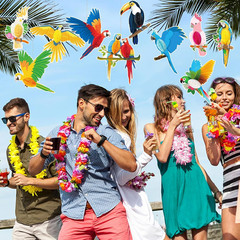 10Pcs Jungle Tropical Party Decorations Birds Honeycombs – Tropical Parrots Pape