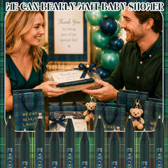 36 Pcs Tartan Plaid We Can Bearly Wait Baby Shower Pens Gifts Bulk Vintage Party