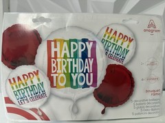 Happy Birthday Rainbow Pride Balloon Bouquet 5pc Jumbo Party Set