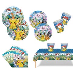Eevee Party Supplies Set Plates Cups Tablecloth Napkins Birthday Decor