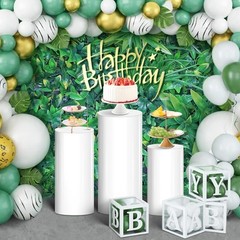 White Cylinder Stands for Party 3Pcs Round Pedestal Stand for Parties, Pillars f
