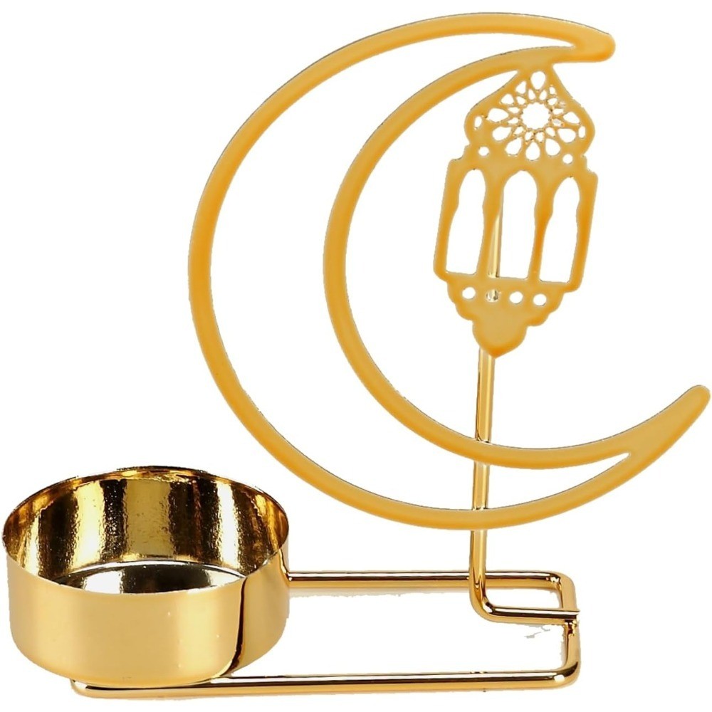 Eid Mubarak Decorations,Ramadan Kareem Moon Shaped Candle Holder,Ramadan