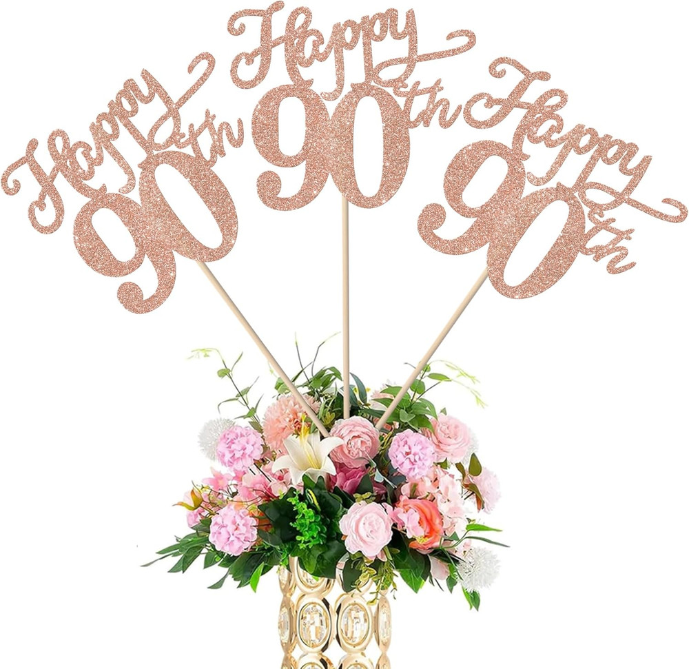 Rsstarxi 12 Pack Happy 90Th Birthday Party Decorations Happy 90Th Birthday Cente