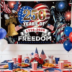 185x110cm Patriotic Backdrop – 1776-2026 USA Freedom Celebration Background with