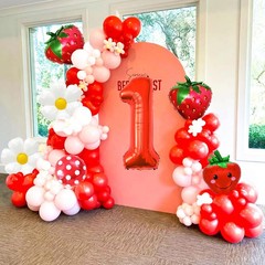 First Decor – 40 Inch Foil Red Number 1 Balloons – Strawberry Balloons for Fi…