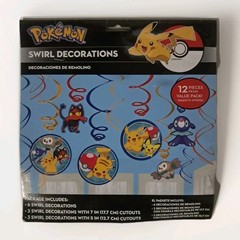 Pokemon Swirl Decorations Birthday Party Pikachu Charizard & More, NEW