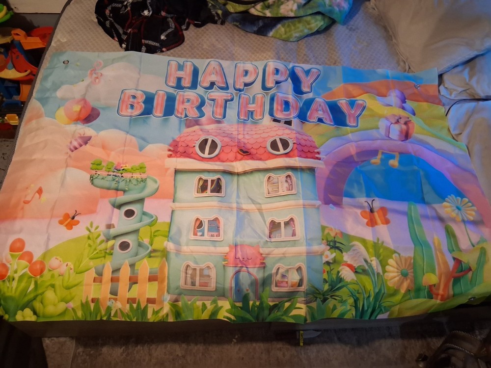 Gabbys Dollhouse Birthday Banner Backdrop