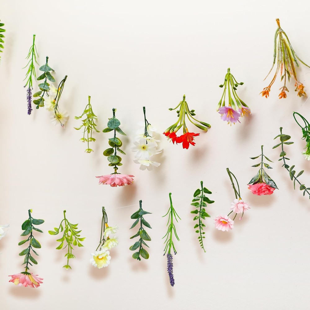 2 Pcs 6.6 ft Artificial Flower Garland Floral Backdrop Arch Fairy Flower Hang…