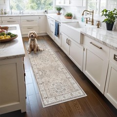 2×6 Hallway Washable Runner Rug : Vintage Soft 2′ x 6′ (Rectangular), Beige