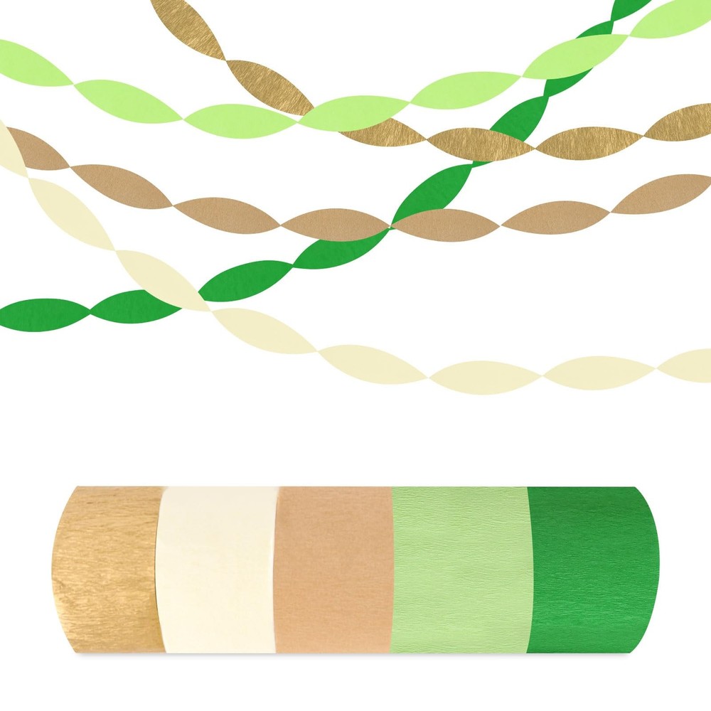 5 Rolls Green Gold Crepe Paper Streamers Wedding Baby Shower Party Supplies