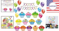 Chic Happy Birthday Decorations Set – 25 Colorful Cutouts for Classrooms
