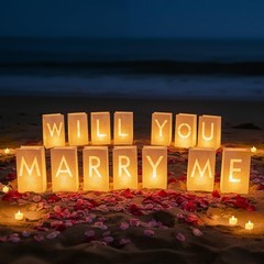 Will You Marry Me Light Up Letters Luminary Bags, Marry Me Sign Banner, Roman…