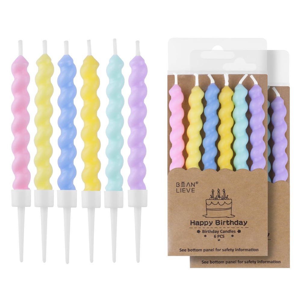 BEAN LIEVE 12-Count Birthday Candles – Rainbow 12-Count, Multicolor