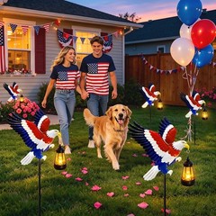 Patriotic Solar Eagle Stake Light – 29.9in Metal Lantern for Gardens & Patios