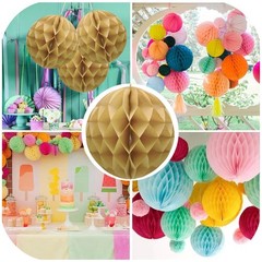 8 PCS Paper Honeycomb Balls Tissue Flower Party Backdrop Decor 8in/Khaki