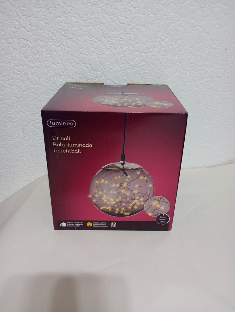 Lumineo Ball Light Decoration 80 Warm White LEDs 20cm (7.9”)D. -5m (16.4’) Cord