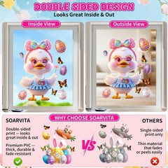 3D Easter Window Clings – 9 Sheets Bright Double-Sided 78Pcs Bunny & Egg Window
