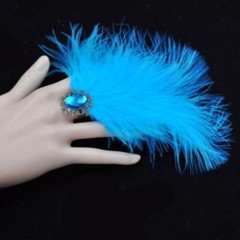 1PC Feather Acrylic Crystal Ring Adjustable for Party Stage Carnival Dance Fancy