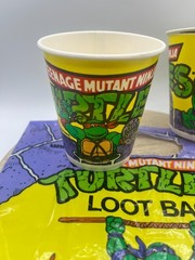 1989 TMNT Birthday Supplies 2 Cups & 1″ Loot Bag» Teenage Mutant Ninja Turtles