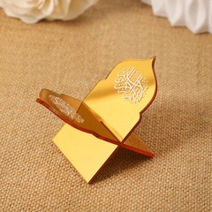 Gold Acrylic Stand Eid Mubarak Dessert Holder Ramadan Table Decor Islamic 5pcs