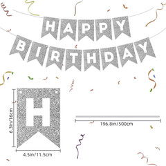 Silver Happy Birthday Banner Happy Birthday Sign for Backdrop Silver Birthday De
