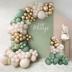 Sage Green White Sand Balloon Arch Kit, Green Beige Gold Metallic Balloons Garla