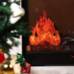3D Cardboard Fake Flame 2 Pack, Artificial Fire Camping Decoration for Party