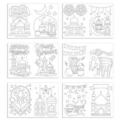 Ramadan Eid Mubarak Party Mini Coloring Book Graffiti Painting Book ET