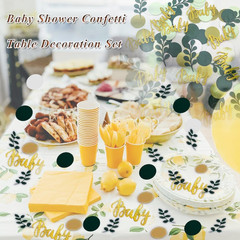 200Pcs Greenery Baby Shower Confetti Scatter Decorations with Eucalyptus, Sage G