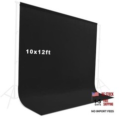 10X12ft Black Backdrop, Photo Backdrop Curtain Polyester 10x12ft Black