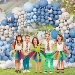 412Pcs Dusty Blue White Sand Balloon Arch Garland Kit,18 12 10 5 Inch Slate F…