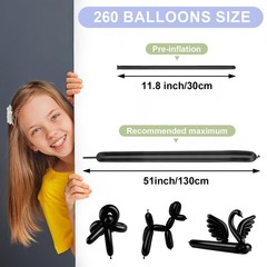260 Balloons 100 PCS Black – Premium Long Skinny Latex Balloons for Animal