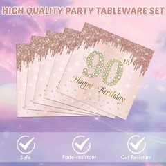 40PCS 90th birthday napkins Rose Gold 90th birthday party decorations Vintage 19