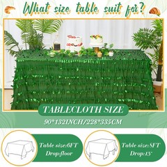 Preboun Green Taffeta Leaf Petal 3D Tablecloth 90×132 Inch Rectangle Event
