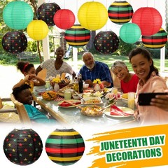 12 Pcs Juneteenth Decoration Black History Paper Lanterns Black Red Green Ye…