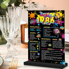40Th Birthday Decorations for Women Men, Acrylic Back in 1986 Poster with Stand,