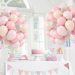 60pcs Light Pink Balloons 12inch with Pastel Clear Balloons for Pink Nude