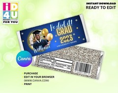 Graduation Class of 2023 Editable Bundle chip welcome poster and candy wrapper